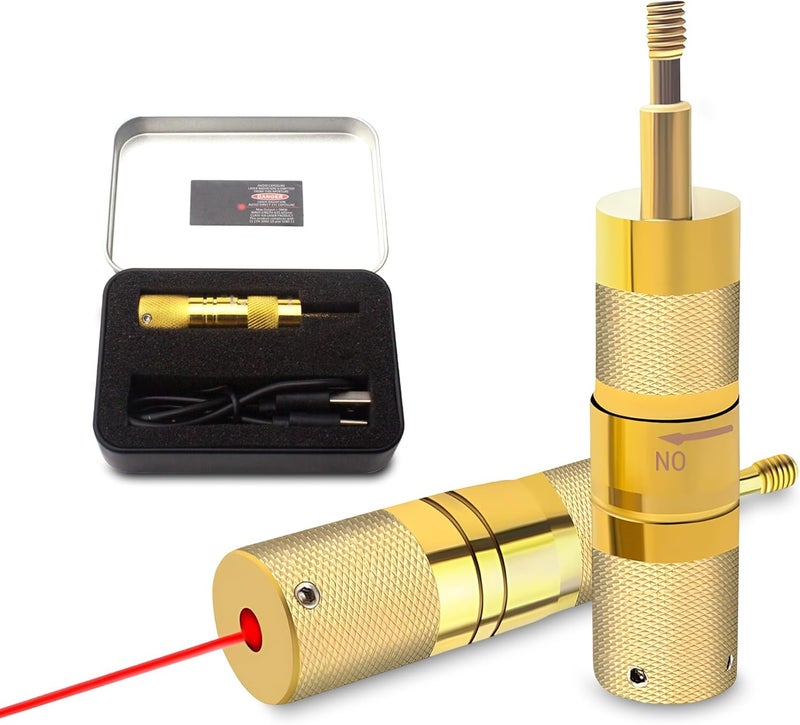Gotical USB Rechargeable Archery Laser Sight Tool for Bow and Crossbow Thread-On Crossbow Laser Sighting Tool 223 Bore Sighter Shaped, Made of Brass - Image 1